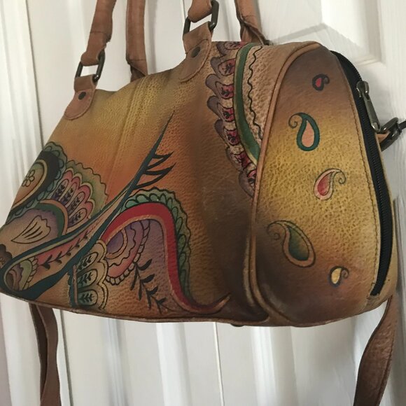 Anuschka Handpainted Leather Satchel w/ Detachable Strap - Picture 3 of 16